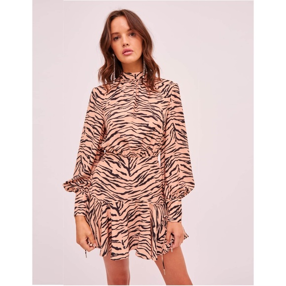 Finders Keepers Romy Long Sleeve Mini Dress In Tiger Print - Picture 12 of 15